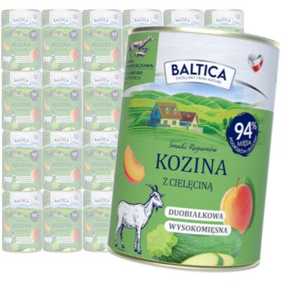 Baltica Kozina z Cielęciną 24x400g Duoproteinowa Bezzbożowa Mokra Karma Dla Psa Baltica Kozina z Cielęciną 24x400g Duoproteinowa Bezzbożowa Mokra Karma Dla Psa