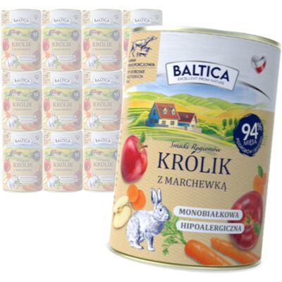 Baltica Królik z Marchewką 12x400g Monoproteinowa Hipoalergiczna Bezzbożowa Mokra Karma Dla Psa Baltica Królik z Marchewką 12x400g Monoproteinowa Hipoalergiczna Bezzbożowa Mokra Karma Dla Psa