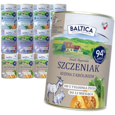 Baltica Mix Smaków 12x400g Bezzbożowa Mokra Karma Dla Szczeniąt Jagnięcina Indyk Kozina Baltica Mix Smaków 12x400g Bezzbożowa Mokra Karma Dla Szczeniąt Jagnięcina Indyk Kozina