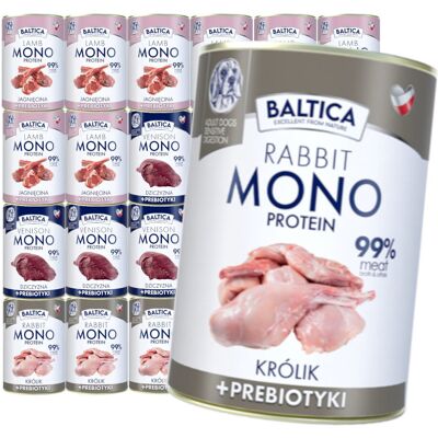 Baltica Monoprotein 24x400g Hipoalergiczna Bezzbożowa Mokra Karma Dla Psa z Prebiotykami Jagnięcina Dziczyzna Królik Baltica Monoprotein 24x400g Hipoalergiczna Bezzbożowa Mokra Karma Dla Psa z Prebiotykami Jagnięcina Dziczyzna Królik