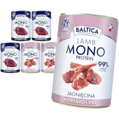 Baltica Monoprotein 6x400g Hipoalergiczna Bezzbożowa Mokra Karma Dla Psa z Prebiotykami Jagnięcina Dziczyzna Baltica Monoprotein 6x400g Hipoalergiczna Bezzbożowa Mokra Karma Dla Psa z Prebiotykami Jagnięcina Dziczyzna