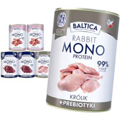 Baltica Monoprotein 6x400g Hipoalergiczna Bezzbożowa Mokra Karma Dla Psa z Prebiotykami Jagnięcina Dziczyzna Królik Baltica Monoprotein 6x400g Hipoalergiczna Bezzbożowa Mokra Karma Dla Psa z Prebiotykami Jagnięcina Dziczyzna Królik