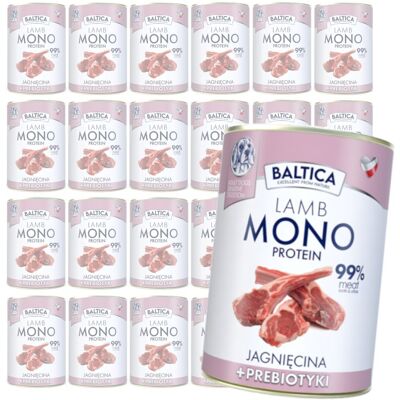 Baltica Monoprotein Jagnięcina Prebiotyki 24x400g Hipoalergiczna Bezzbożowa Mokra Karma Dla Psa Baltica Monoprotein Jagnięcina Prebiotyki 24x400g Hipoalergiczna Bezzbożowa Mokra Karma Dla Psa