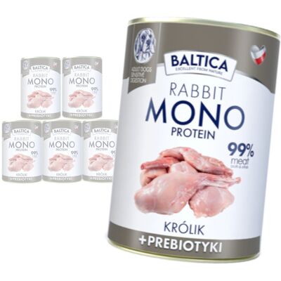 Baltica Monoprotein Królik Prebiotyki 6x400g Hipoalergiczna Bezzbożowa Mokra Karma Dla Psa Baltica Monoprotein Królik Prebiotyki 6x400g Hipoalergiczna Bezzbożowa Mokra Karma Dla Psa
