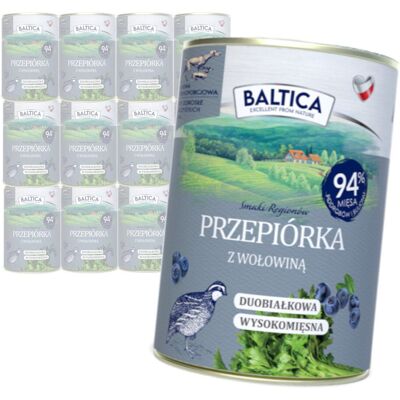 Baltica Przepiórka z Wołowina 12x400g Duoproteinowa Bezzbożowa Mokra Karma Dla Psa Baltica Przepiórka z Wołowina 12x400g Duoproteinowa Bezzbożowa Mokra Karma Dla Psa