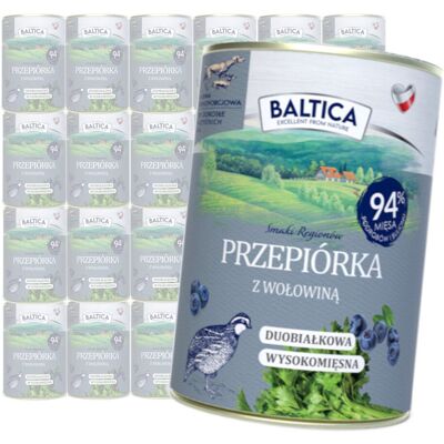 Baltica Przepiórka z Wołowina 24x400g Duoproteinowa Bezzbożowa Mokra Karma Dla Psa Baltica Przepiórka z Wołowina 24x400g Duoproteinowa Bezzbożowa Mokra Karma Dla Psa