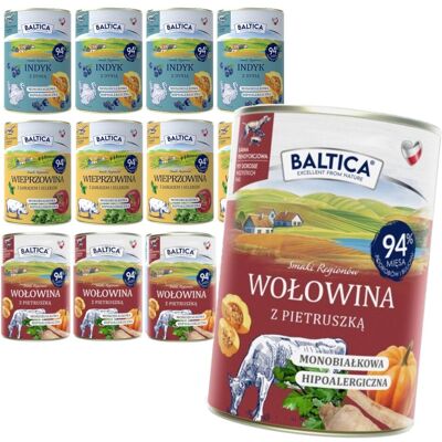 Baltica Samki Regionów 12x400g Monoproteinowa Hipoalergiczna Bezzbożowa Mokra Karma Dla Psa Wołowina Indyk Wieprzowina Baltica Samki Regionów 12x400g Monoproteinowa Hipoalergiczna Bezzbożowa Mokra Karma Dla Psa Wołowina Indyk Wieprzowina
