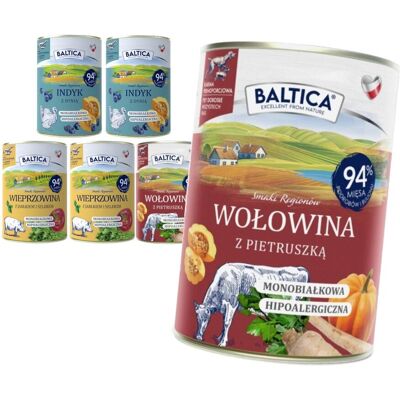Baltica Samki Regionów 6x400g Monoproteinowa Hipoalergiczna Bezzbożowa Mokra Karma Dla Psa Wołowina Indyk Wieprzowina Baltica Samki Regionów 6x400g Monoproteinowa Hipoalergiczna Bezzbożowa Mokra Karma Dla Psa Wołowina Indyk Wieprzowina
