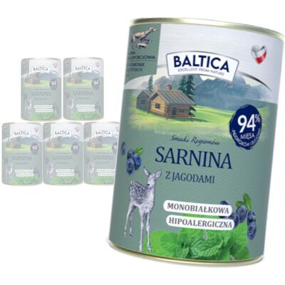 Baltica Sarnina z Jeżyną 6x400g Monoproteinowa Bezzbożowa Mokra Karma Dla Psa Baltica Sarnina z Jeżyną 6x400g Monoproteinowa Bezzbożowa Mokra Karma Dla Psa