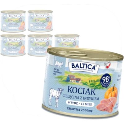 Baltica Smaki Regionów Cielęcina z Indykiem 6x185g Bezzbożowa Mokra Karma Dla Kociąt Baltica Smaki Regionów Cielęcina z Indykiem 6x185g Bezzbożowa Mokra Karma Dla Kociąt
