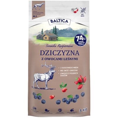 Baltica Smaki Regionów Sucha Karma Dziczyzna z owocami leśnymi M/L 3kg Baltica Smaki Regionów Sucha Karma Dziczyzna z owocami leśnymi M/L 3kg