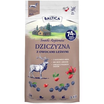 Baltica Smaki Regionów Sucha Karma Dziczyzna z owocami leśnymi XS/S 3kg Baltica Smaki Regionów Sucha Karma Dziczyzna z owocami leśnymi XS/S 3kg