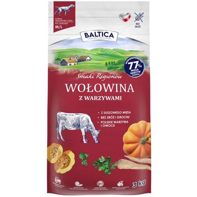 Baltica Smaki Regionów Sucha Karma Wołowina z warzywami M/L 3kg Baltica Smaki Regionów Sucha Karma Wołowina z warzywami M/L 3kg