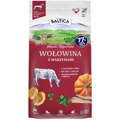 Baltica Smaki Regionów Sucha Karma Wołowina z warzywami XS/S 3kg Baltica Smaki Regionów Sucha Karma Wołowina z warzywami XS/S 3kg