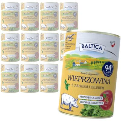 Baltica Wieprzowina z Jabłkiem 12x400g Monoproteinowa Hipoalergiczna Bezzbożowa Mokra Karma Dla Psa Baltica Wieprzowina z Jabłkiem 12x400g Monoproteinowa Hipoalergiczna Bezzbożowa Mokra Karma Dla Psa
