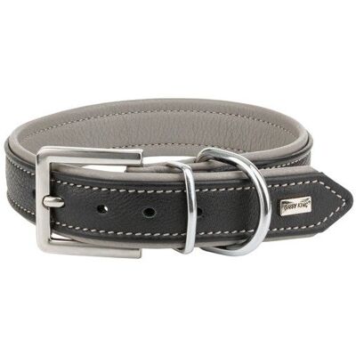Barry King Obroża skórzana czarno-szara M: 37-44cm/30mm Barry King Obroża skórzana czarno-szara M: 37-44cm/30mm