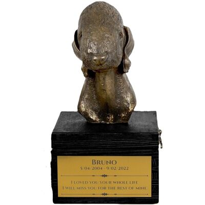 Bedlington Terrier, Rothbury Terrier - urna z grawerem i rzeźbą psa, ostatnie pożeganie, produkt ręcznie wykonany marki Art-Dog Bedlington Terrier, Rothbury Terrier - urna z grawerem i rzeźbą psa, ostatnie pożeganie, produkt ręcznie wykonany marki Art-Dog