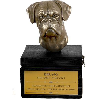 Bokser, Boxer I - urna z grawerem i rzeźbą psa, ostatnie pożeganie, produkt ręcznie wykonany marki Art-Dog Bokser, Boxer I - urna z grawerem i rzeźbą psa, ostatnie pożeganie, produkt ręcznie wykonany marki Art-Dog