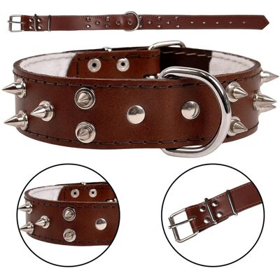 sarcia.eu Brązowa, skórzana obroża z kolcami, obroża dla psa 40mm/67cm sarcia.eu Brązowa, skórzana obroża z kolcami, obroża dla psa 40mm/67cm