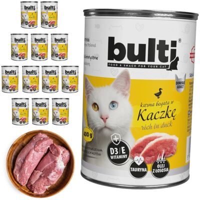 BULTI mokra karma dla kota Kaczka puszka 12x400g BULTI mokra karma dla kota Kaczka puszka 12x400g