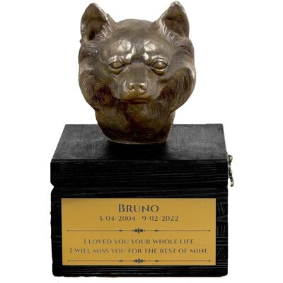 Chihuahua długowłosy - urna z grawerem i rzeźbą psa, ostatnie pożeganie, produkt ręcznie wykonany marki Art-Dog Chihuahua długowłosy - urna z grawerem i rzeźbą psa, ostatnie pożeganie, produkt ręcznie wykonany marki Art-Dog
