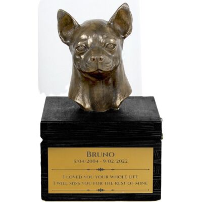 Chihuahua krótkowłosy I - urna z grawerem i rzeźbą psa, ostatnie pożeganie, produkt ręcznie wykonany marki Art-Dog Chihuahua krótkowłosy I - urna z grawerem i rzeźbą psa, ostatnie pożeganie, produkt ręcznie wykonany marki Art-Dog
