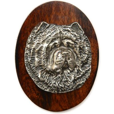 Art-Dog - Head Dog - Drewniana podstawa - Srebrna głowa - Pin Art-Dog - Head Dog - Drewniana podstawa - Srebrna głowa - Pin