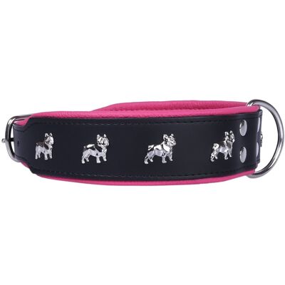 sarcia.eu Czarno-różowa, skórzana obroża Bulldog Francuski 50mm/65 cm ZOOleszcz sarcia.eu Czarno-różowa, skórzana obroża Bulldog Francuski 50mm/65 cm ZOOleszcz