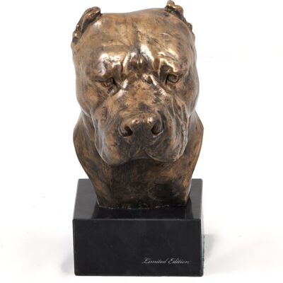 Dog argentyński, Dogo Argentino - statuetka psa, popiersie na kamiennej podstawie, rzeźba, trofeum na wystawę psów marki Art-Dog Dog argentyński, Dogo Argentino - statuetka psa, popiersie na kamiennej podstawie, rzeźba, trofeum na wystawę psów marki Art-Dog