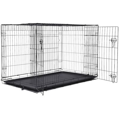 DOG FANTASY Metalowa Klatka Kennelowa 2-drzwiowa dla Psa rozm. L 91X56X63cm DOG FANTASY Metalowa Klatka Kennelowa 2-drzwiowa dla Psa rozm. L 91X56X63cm