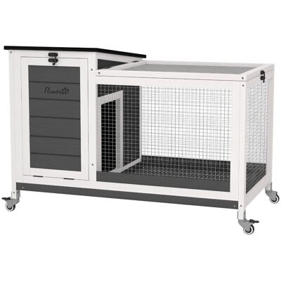 Drewniana klatka dla królików PawHut z wybiegiem, kółkami, dachem na zawiasach, rozkładaną tacą, metalową siatką, odporna na zimę, klatka dla świnek.. Drewniana klatka dla królików PawHut z wybiegiem, kółkami, dachem na zawiasach, rozkładaną tacą, metalową siatką, odporna na zimę, klatka dla świnek..