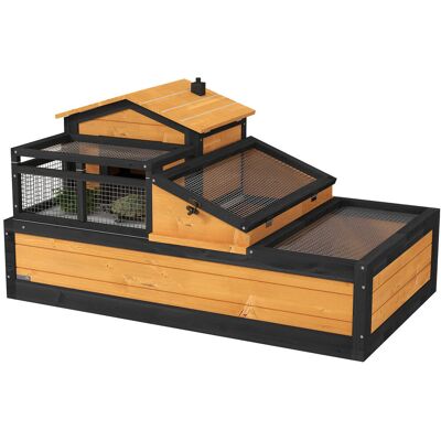 Drewniany domek dla żółwi PawHut, dwupoziomowy wybieg dla żółwi z głównymi domami, balkon, zewnętrzna klatka dla gadów z otwieranym dachem, terrariu.. Drewniany domek dla żółwi PawHut, dwupoziomowy wybieg dla żółwi z głównymi domami, balkon, zewnętrzna klatka dla gadów z otwieranym dachem, terrariu..