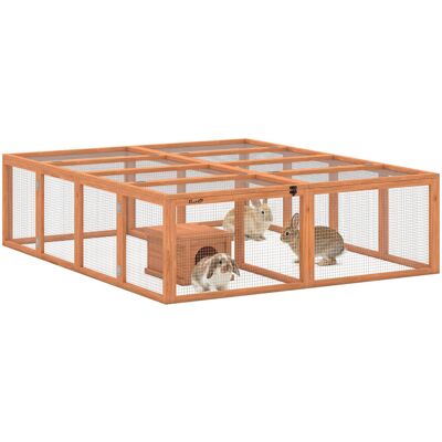 Drewniany wybieg dla królików PawHut z 2 drzwiami, 180,4 x 150 x 48 cm, z kryjówką, dla 2-4 królików karłowatych, świnek morskich, kaczek, pomarańcz.. Drewniany wybieg dla królików PawHut z 2 drzwiami, 180,4 x 150 x 48 cm, z kryjówką, dla 2-4 królików karłowatych, świnek morskich, kaczek, pomarańcz..