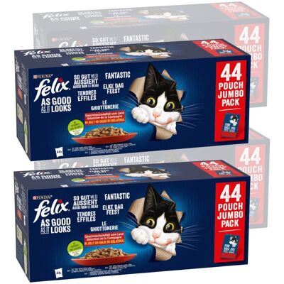 Felix Fantastic Mokra Karma Dla Kota Wiejskie Smaki W Galaretce 14,96kg (176x85g) Wołowina Kurczak Kaczka Jagnięcina Felix Fantastic Mokra Karma Dla Kota Wiejskie Smaki W Galaretce 14,96kg (176x85g) Wołowina Kurczak Kaczka Jagnięcina