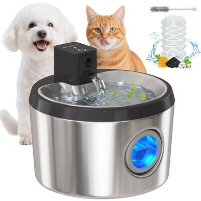 Fontanna dla kota PawHut 4L bezprzewodowa fontanna ze stali nierdzewnej z czujnikiem ruchu, 6 filtrów, podwójny system filtracji, okienko LED, ultra.. Fontanna dla kota PawHut 4L bezprzewodowa fontanna ze stali nierdzewnej z czujnikiem ruchu, 6 filtrów, podwójny system filtracji, okienko LED, ultra..
