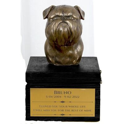 Gryfonik brukselski, Griffon bruxellois - urna z grawerem i rzeźbą psa, ostatnie pożeganie, produkt ręcznie wykonany marki Art-Dog Gryfonik brukselski, Griffon bruxellois - urna z grawerem i rzeźbą psa, ostatnie pożeganie, produkt ręcznie wykonany marki Art-Dog