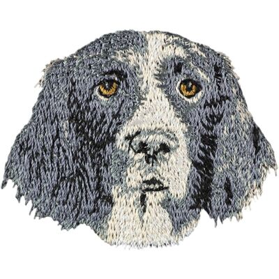 Holenderski pies na kuropatwy, Dutch Partridge Dog - naszywka w kształcie psa, haftowana łatka, unikatowa ozdoba do plecaka marki Art-Dog Holenderski pies na kuropatwy, Dutch Partridge Dog - naszywka w kształcie psa, haftowana łatka, unikatowa ozdoba do plecaka marki Art-Dog