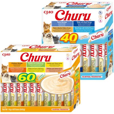 Inaba Cat Churu 100x14g Kremowy Przysmak Dla Kota Pasta Mix Z Kurczakiem i Tuńczykiem Inaba Cat Churu 100x14g Kremowy Przysmak Dla Kota Pasta Mix Z Kurczakiem i Tuńczykiem