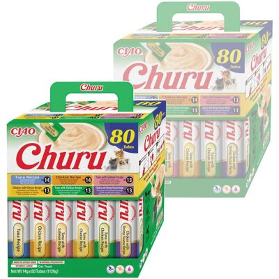 Inaba Cat Churu 160x14g (2240g) Kremowy Przysmak Dla Kota Pasta Mix z Tuńczykiem i Kurczakiem Inaba Cat Churu 160x14g (2240g) Kremowy Przysmak Dla Kota Pasta Mix z Tuńczykiem i Kurczakiem