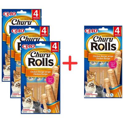 Inaba Cat Churu Rolls 4x40g Przysmak Dla Kota Pałeczki Z Nadzieniem Kurczak Inaba Cat Churu Rolls 4x40g Przysmak Dla Kota Pałeczki Z Nadzieniem Kurczak