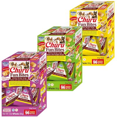 Inaba Dog Churu Fun Bites 3x96g Przysmak Dla Psa Poduszki Z Kremowym Nadzieniem Mix 3 Smaków Inaba Dog Churu Fun Bites 3x96g Przysmak Dla Psa Poduszki Z Kremowym Nadzieniem Mix 3 Smaków