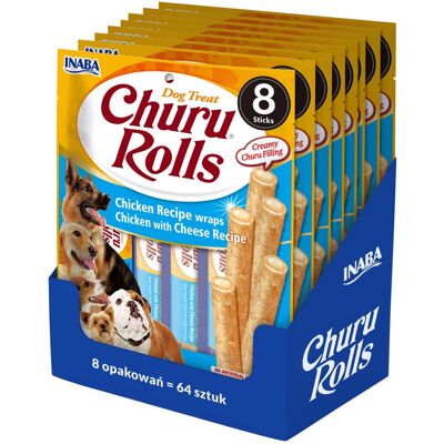 Inaba Dog Churu Rolls Wraps 8x96g Przysmak dla Psa Kurczak z Serem Inaba Dog Churu Rolls Wraps 8x96g Przysmak dla Psa Kurczak z Serem
