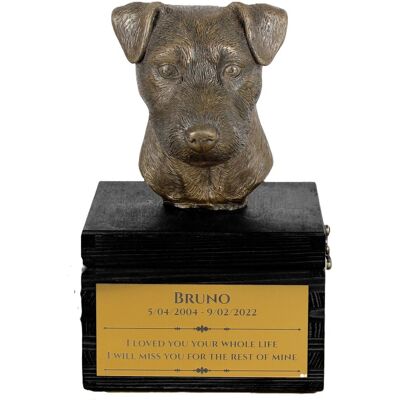 Jack Russell Terrier - urna z grawerem i rzeźbą psa, ostatnie pożeganie, produkt ręcznie wykonany marki Art-Dog Jack Russell Terrier - urna z grawerem i rzeźbą psa, ostatnie pożeganie, produkt ręcznie wykonany marki Art-Dog