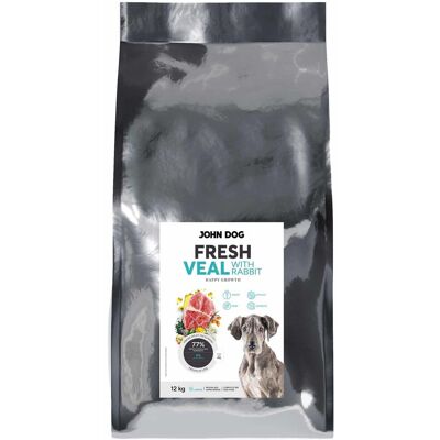 John Dog JohnDog Fresh Junior Cielęcina Królik M/L 12kg John Dog JohnDog Fresh Junior Cielęcina Królik M/L 12kg