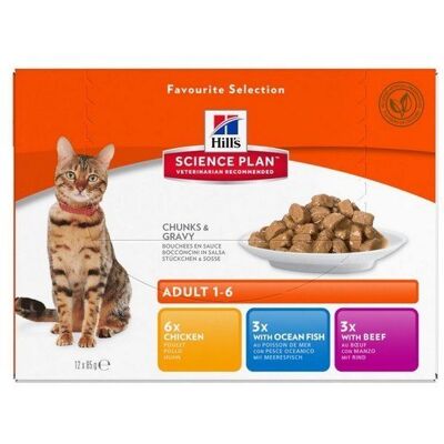 Hill's Science Plan Karma dla Dorosłych Kotów z Kurczakiem, Rybą i Wołowiną w Puszce 12x85g Multipack Hill's Science Plan Karma dla Dorosłych Kotów z Kurczakiem, Rybą i Wołowiną w Puszce 12x85g Multipack