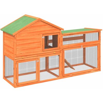 vidaXL Kojec dla królików brązowy 185,5x60,5x109,5 cm - Drewniany domek dla zwierząt vidaXL Kojec dla królików brązowy 185,5x60,5x109,5 cm - Drewniany domek dla zwierząt