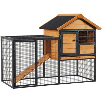 PawHut - Królikarnia - 63x92x122 cm - Sosna/Metal PawHut - Królikarnia - 63x92x122 cm - Sosna/Metal