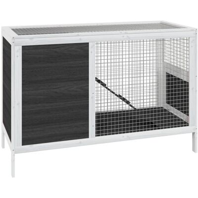 Szare klatki dla królików 103x44x69,5 cm z drewna sosnowego - Klatka dla królików Szare klatki dla królików 103x44x69,5 cm z drewna sosnowego - Klatka dla królików