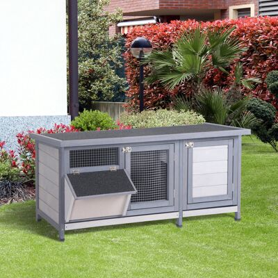 Yulinland Klatka dla królików zimowa, drewniana klatka dla królików 112x50x54 cm, 2 drzwiczkami, siatką metalową, świnek morskich na zewnątrz, szaro-czarna Yulinland Klatka dla królików zimowa, drewniana klatka dla królików 112x50x54 cm, 2 drzwiczkami, siatką metalową, świnek morskich na zewnątrz, szaro-czarna
