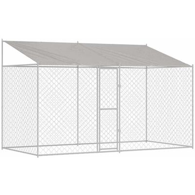 vidaXL Klatka dla psa Srebrny 400 x 200 x 256 cm Stal Galwanizowana vidaXL Klatka dla psa Srebrny 400 x 200 x 256 cm Stal Galwanizowana
